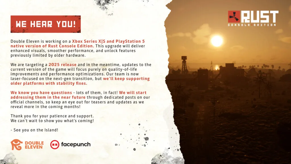NGPNoticias Rust Console Edition da el salto a la nueva generación en PS5 y Xbox Series X|S